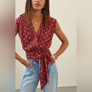 Anthropologie Tie-Waist Surplice Blouse
